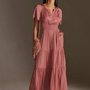 Anthro Somerset Mauve Silk Maxi Dress